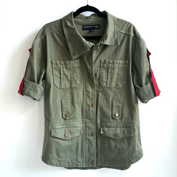 Veronica Beard Paulette Belted Jacket Olive Green Abbreviated Sleeves Small - Picture 1 of 17